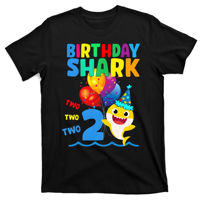 Birthday Shark Baby For 2 Year Old Boy In Blue Two Two T-Shirt