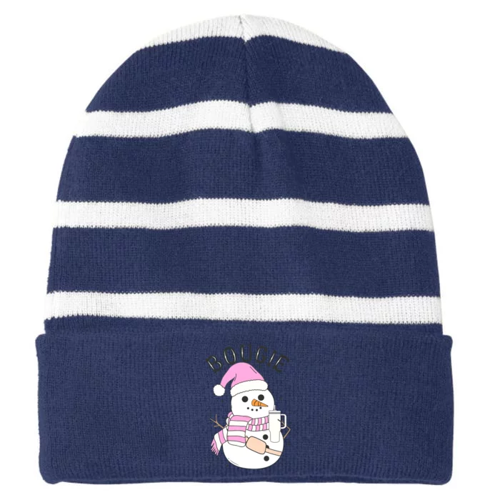 Boojee Snowman Bougie Snowman Stanley Striped Beanie with Solid Band