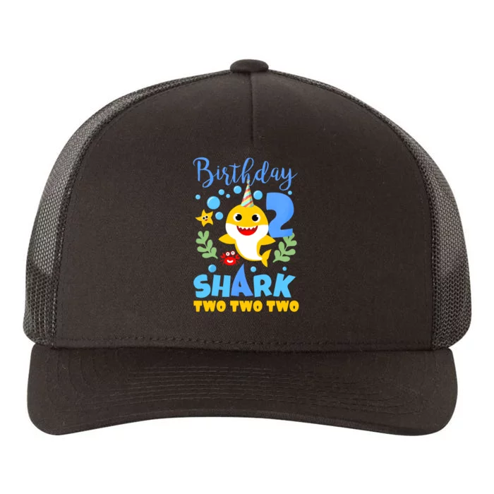 Birthday Shark Baby For 2 Year Old Boy In Blue Two Yupoong Adult 5-Panel Trucker Hat