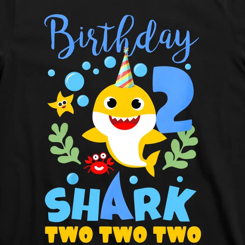 Birthday Shark Baby For 2 Year Old Boy In Blue Two T-Shirt