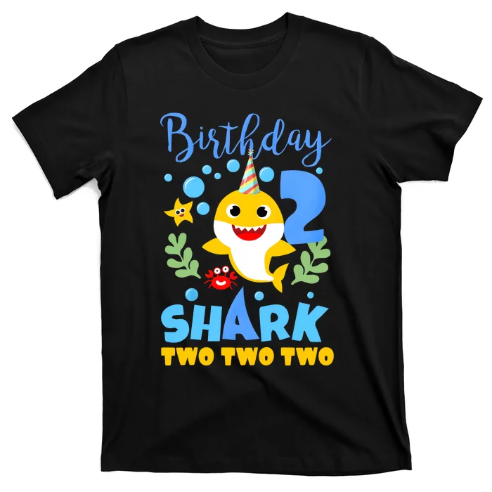 Birthday Shark Baby For 2 Year Old Boy In Blue Two T-Shirt