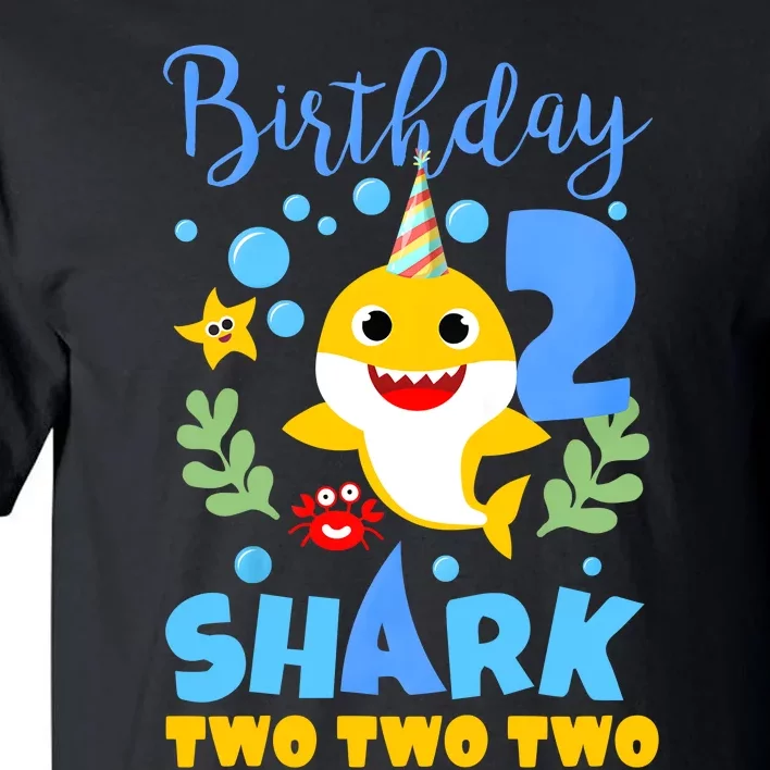 Birthday Shark Baby For 2 Year Old Boy In Blue Two Tall T-Shirt