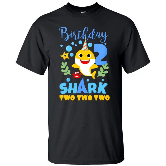 Birthday Shark Baby For 2 Year Old Boy In Blue Two Tall T-Shirt