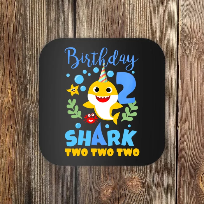 Birthday Shark Baby For 2 Year Old Boy In Blue Two Coaster