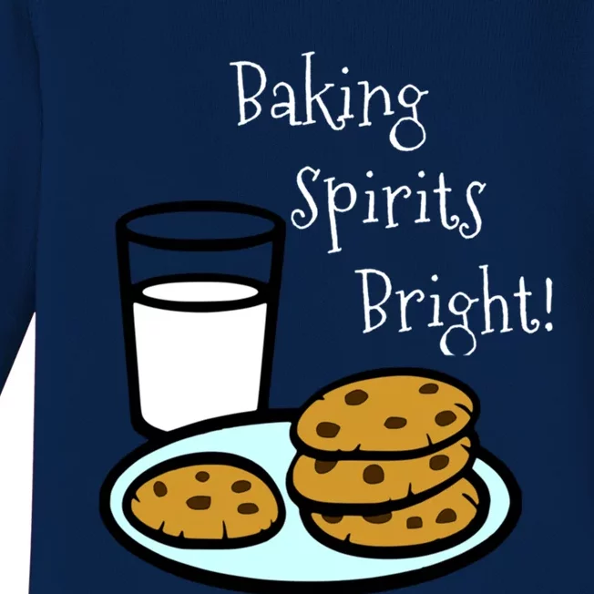 Baking Spirits Bright! Cookies And Milk Image Gift Baby Long Sleeve Bodysuit