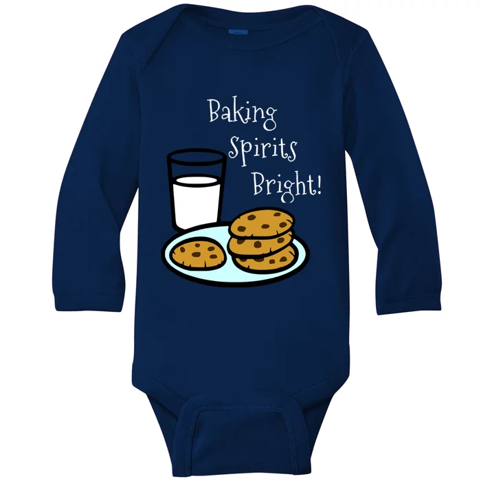 Baking Spirits Bright! Cookies And Milk Image Gift Baby Long Sleeve Bodysuit