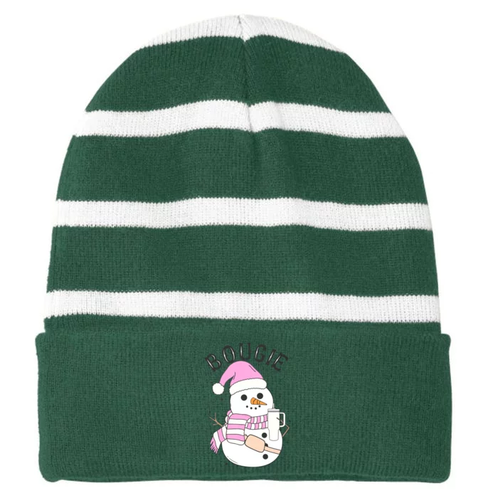 Boojee Snowman Bougie Snowman Stanley Striped Beanie with Solid Band