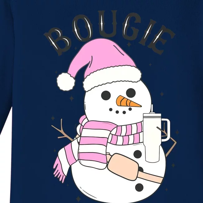 Boojee Snowman Bougie Snowman Stanley Baby Long Sleeve Bodysuit