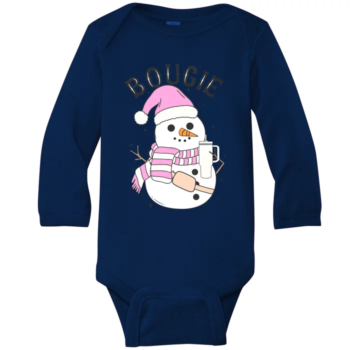 Boojee Snowman Bougie Snowman Stanley Baby Long Sleeve Bodysuit