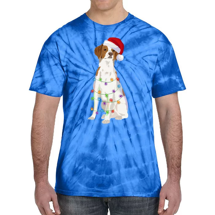 Brittany Spaniel Christmas Lights Xmas Dog Lover Cool Gift Tie-Dye T-Shirt