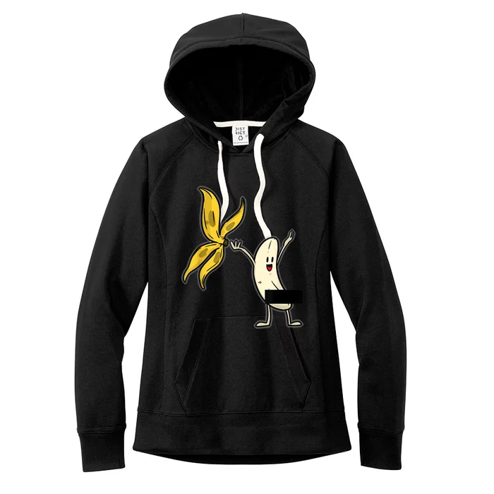 Banana Striptease Censored Naked Funny Adult Women's Fleece Hoodie