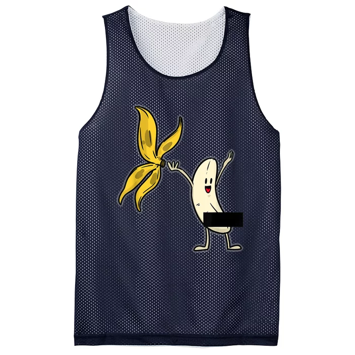 Banana Striptease Censored Naked Funny Adult Mesh Reversible Basketball Jersey Tank