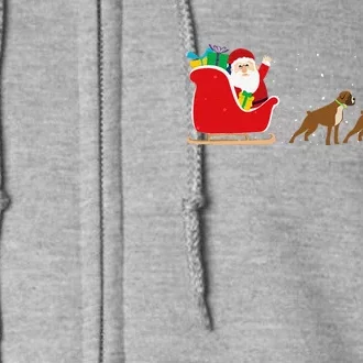 Boxer Santa Christmas Sleigh Funny Boxer Dog Xmas Full Zip Hoodie