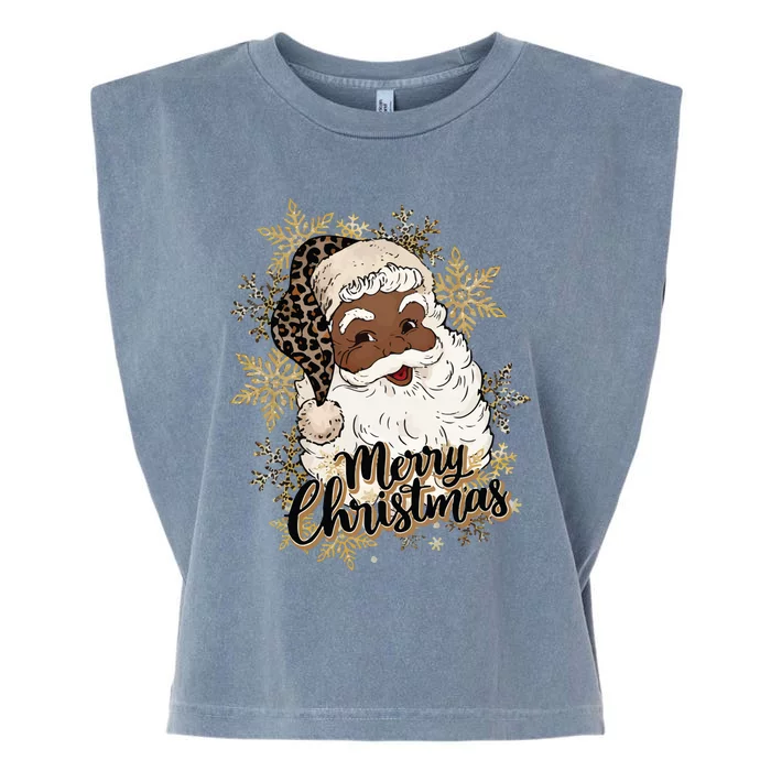 Black Santa Christmas African American Santa Garment-Dyed Women's Muscle Tee