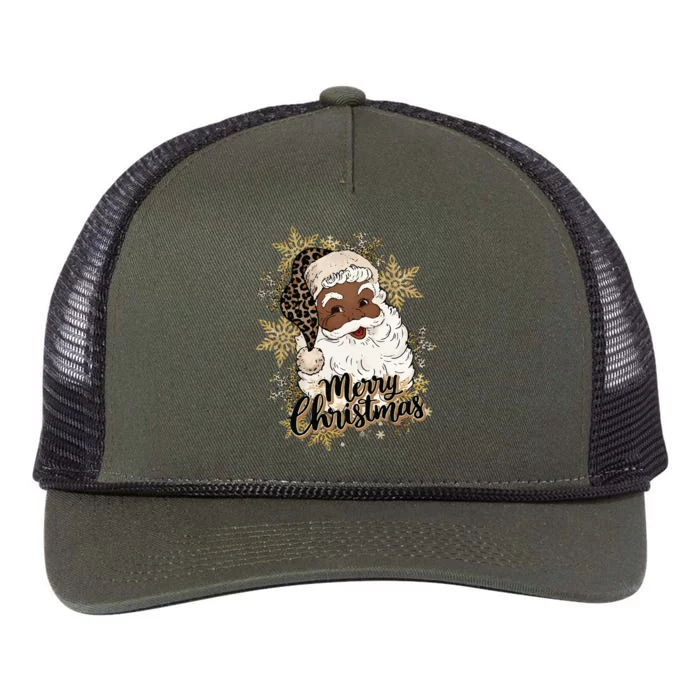 Black Santa Christmas African American Santa Retro Rope Trucker Hat Cap