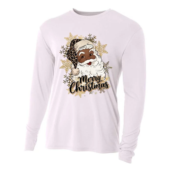 Black Santa Christmas African American Santa Cooling Performance Long Sleeve Crew