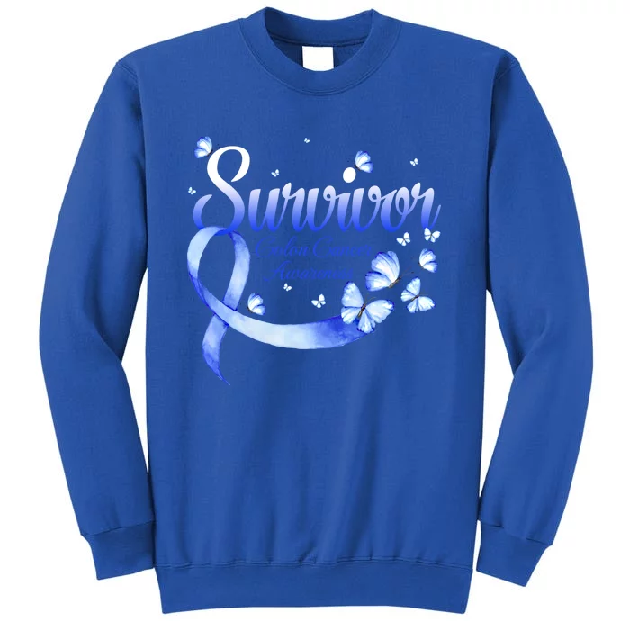 Butterfly Survivor Colon Cancer Awareness Gift Tall Sweatshirt