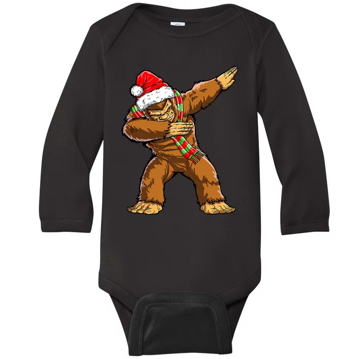 Bigfoot Santa Christmas Tree Lights Funny Xmas Sasquatch Baby Long Sleeve Bodysuit