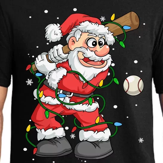 Baseball Santa Claus Christmas Tree Lights Pajama Boy Pajama Set