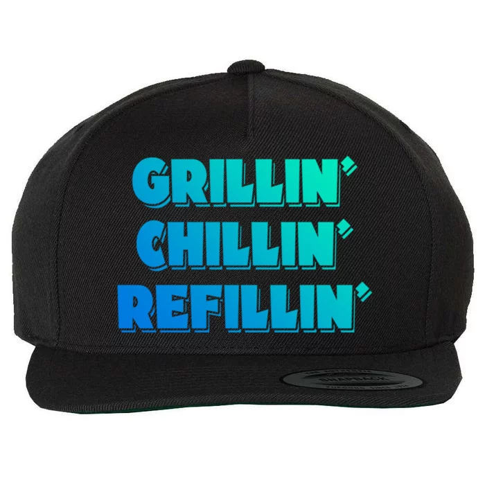 Bbq Smoker Chillin Grillin Refillin Grill Things Barbecue Cute Gift Wool Snapback Cap