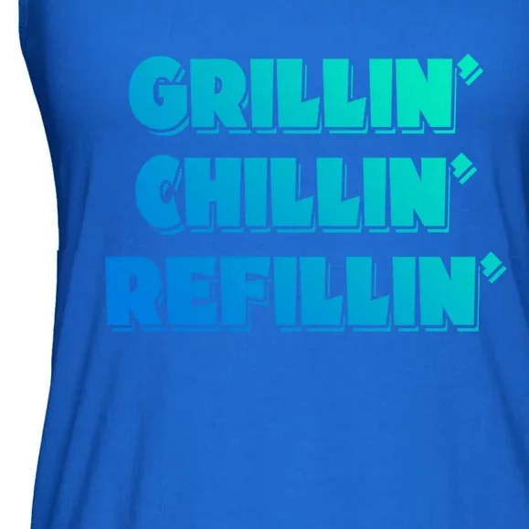 Bbq Smoker Chillin Grillin Refillin Grill Things Barbecue Cute Gift Ladies Essential Flowy Tank