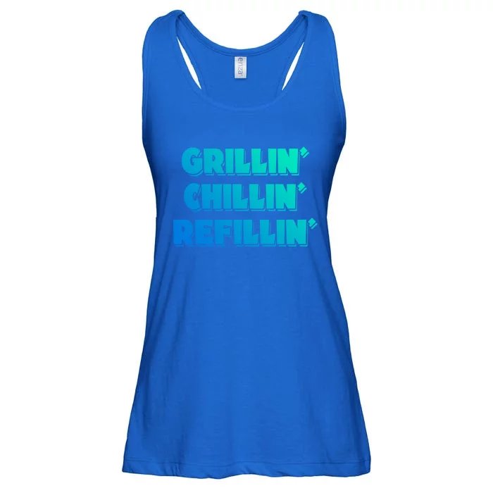 Bbq Smoker Chillin Grillin Refillin Grill Things Barbecue Cute Gift Ladies Essential Flowy Tank