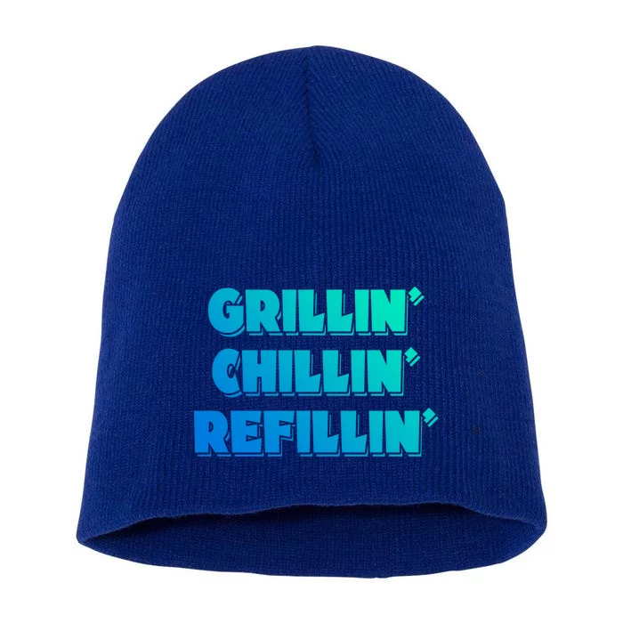 Bbq Smoker Chillin Grillin Refillin Grill Things Barbecue Cute Gift Short Acrylic Beanie