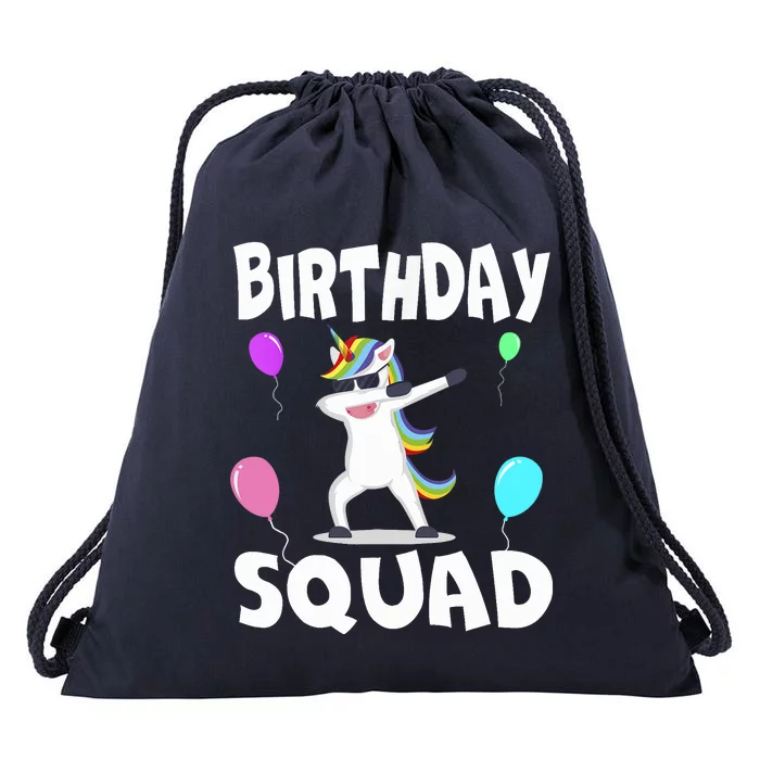 Birthday Squad Cute Unicorn Bday Team Drawstring Bag