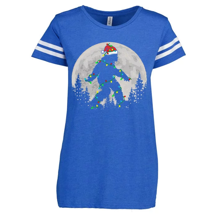 Bigfoot Santa Christmas Tree Lights Enza Ladies Jersey Football T-Shirt