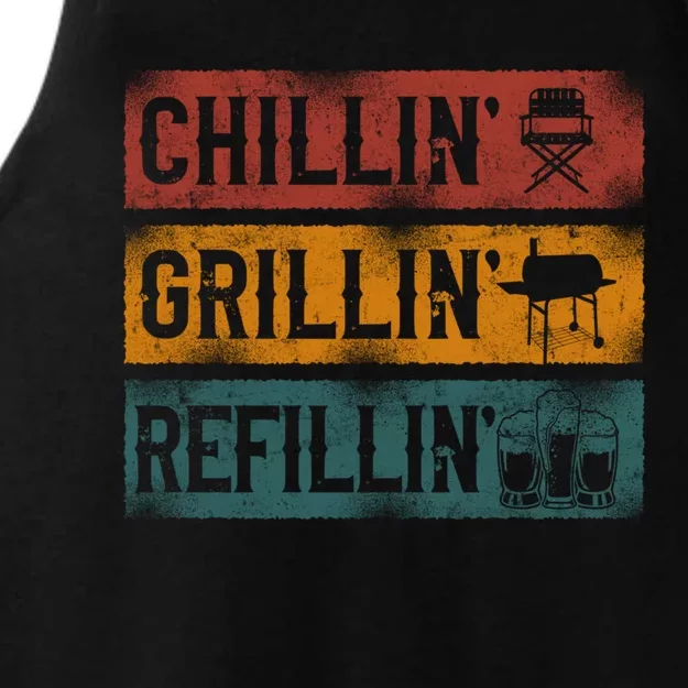 Bbq Smoker Chillin Grillin Refillin Gift Ladies Tri-Blend Wicking Tank