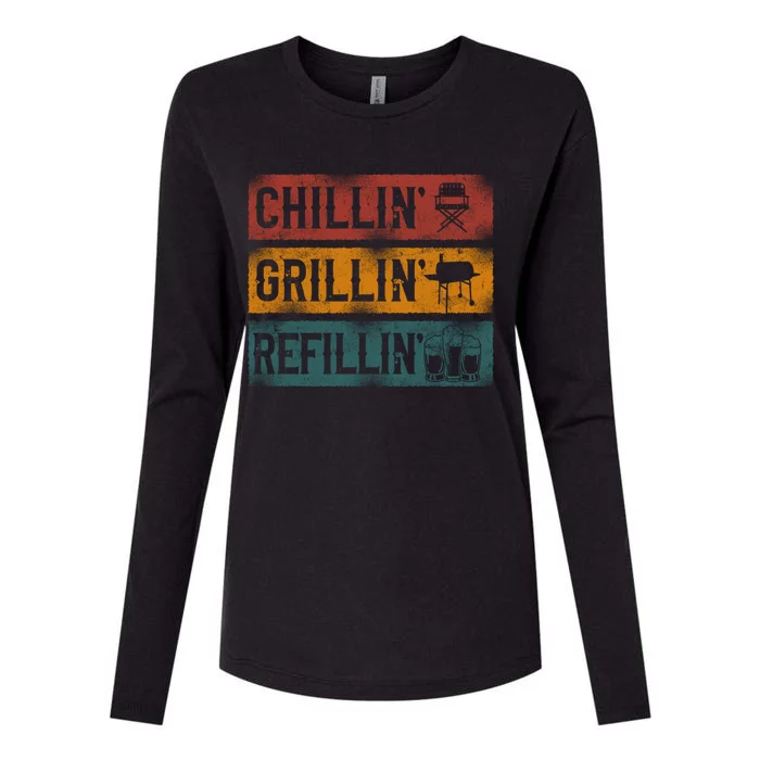 Bbq Smoker Chillin Grillin Refillin Gift Womens Cotton Relaxed Long Sleeve T-Shirt