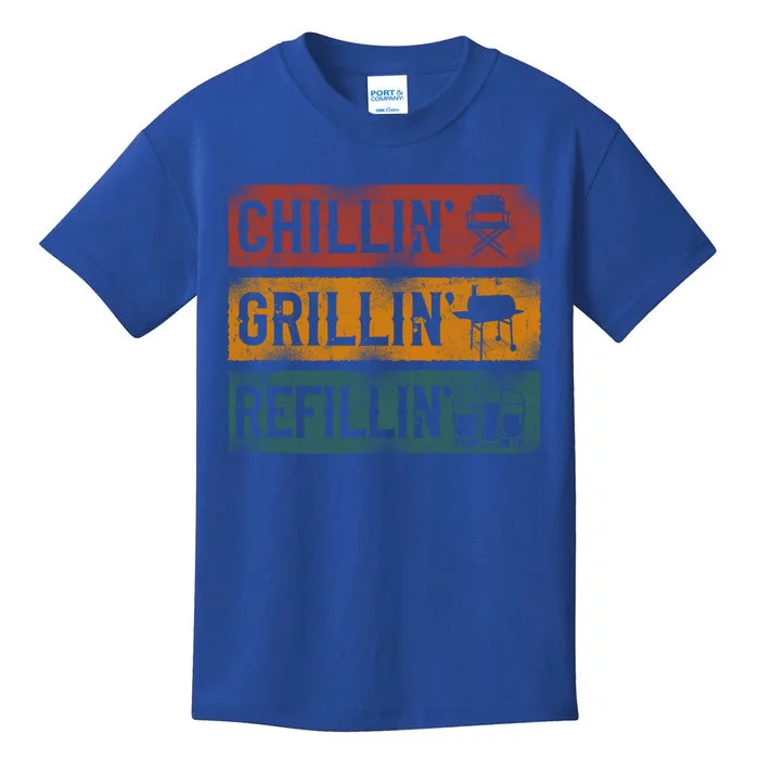 Bbq Smoker Chillin Grillin Refillin Gift Kids T-Shirt