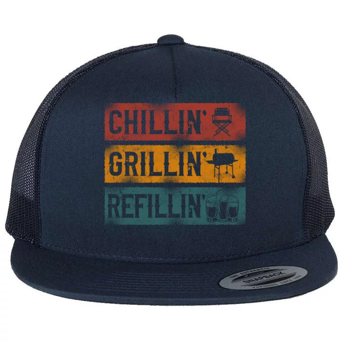 Bbq Smoker Chillin Grillin Refillin Gift Flat Bill Trucker Hat