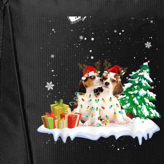 Beagle Santa Christmas Tree Light Pajama Dog Xmas Gift City Backpack