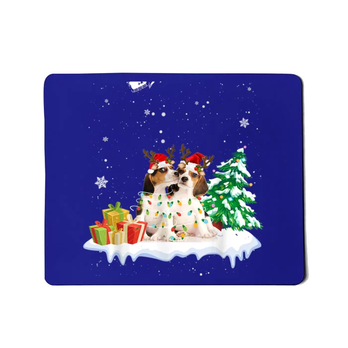 Beagle Santa Christmas Tree Light Pajama Dog Xmas Gift Mousepad