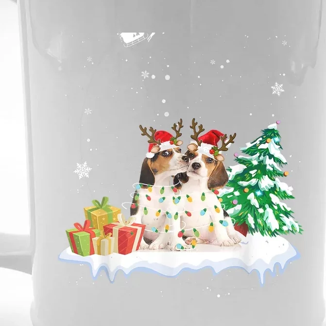 Beagle Santa Christmas Tree Light Pajama Dog Xmas Gift Front & Back Beer Stein