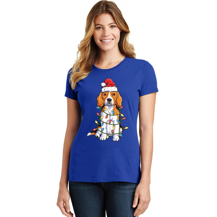 Beagle Santa Christmas Tree Lights Xmas Funny Gift Boys Gift Women's T-Shirt