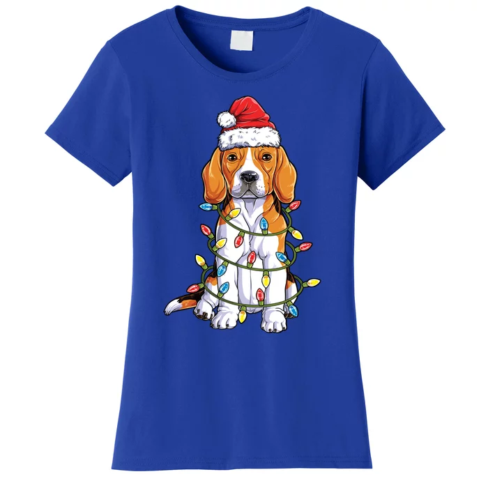 Beagle Santa Christmas Tree Lights Xmas Funny Gift Boys Gift Women's T-Shirt