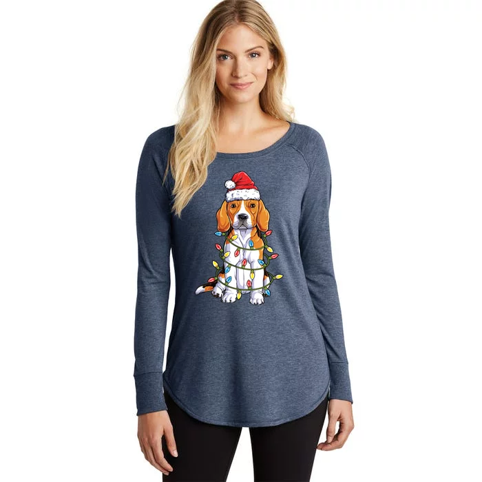 Beagle Santa Christmas Tree Lights Xmas Funny Gift Boys Gift Women's Perfect Tri Tunic Long Sleeve Shirt