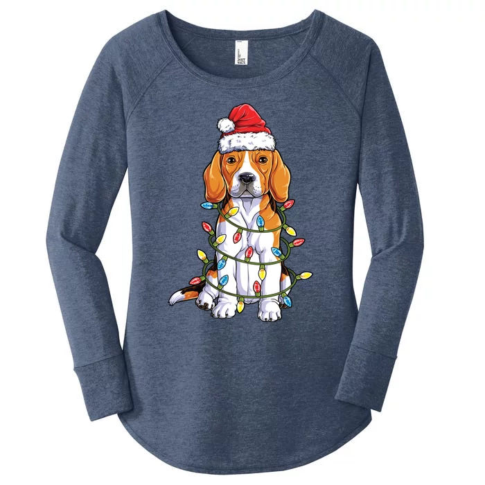 Beagle Santa Christmas Tree Lights Xmas Funny Gift Boys Gift Women's Perfect Tri Tunic Long Sleeve Shirt