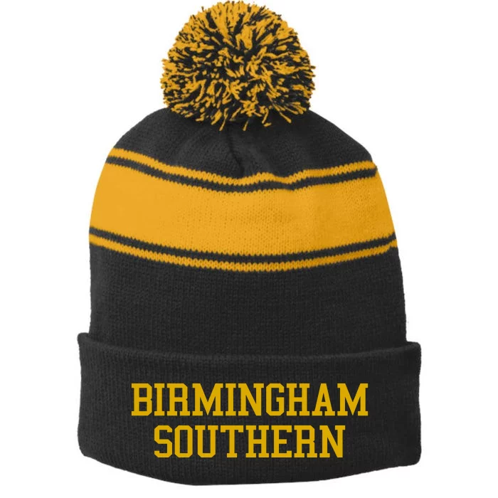 Birmingham Southern College Stripe Pom Pom Beanie