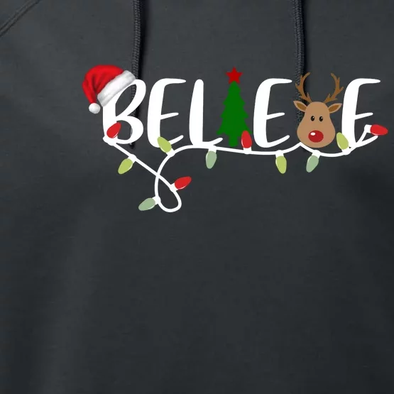 Believe Santa Claus Reindeer Christmas Festive Performance Fleece Hoodie