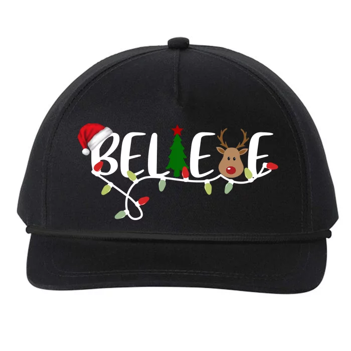 Believe Santa Claus Reindeer Christmas Festive Snapback Five-Panel Rope Hat