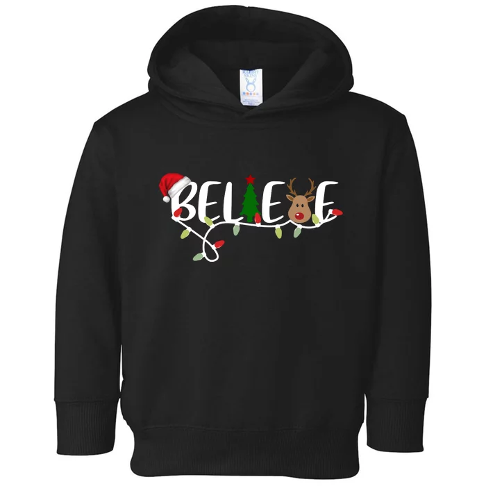 Believe Santa Claus Reindeer Christmas Festive Toddler Hoodie