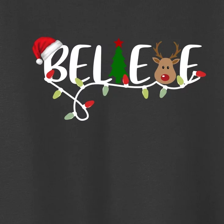 Believe Santa Claus Reindeer Christmas Festive Toddler T-Shirt