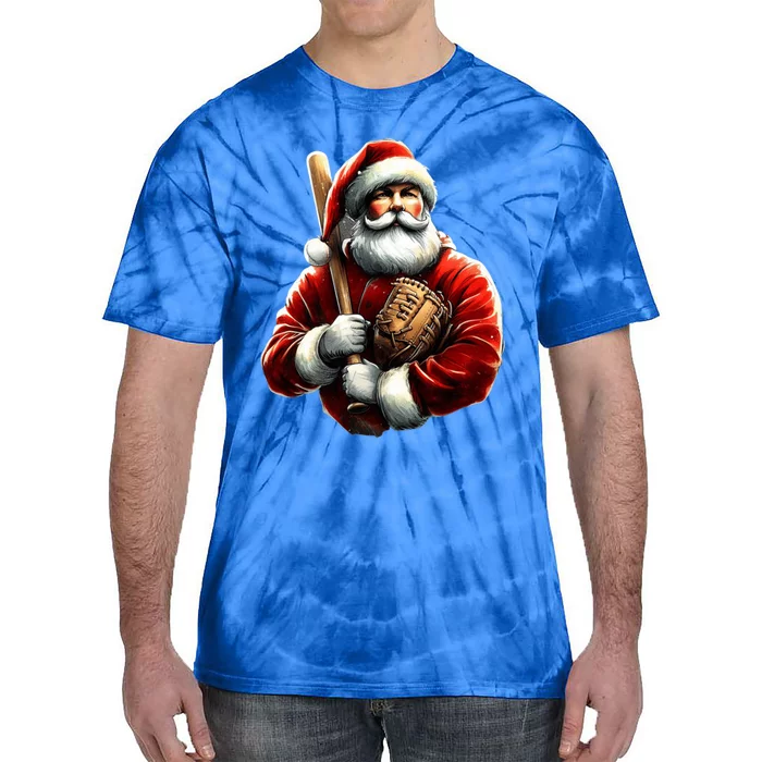 Baseball Santa Christmas Funny Santa Playing Baseball Xmas Gift Tie-Dye T-Shirt