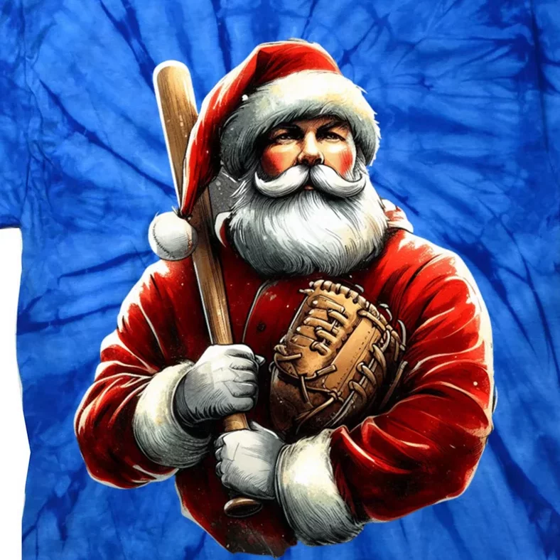 Baseball Santa Christmas Funny Santa Playing Baseball Xmas Gift Tie-Dye T-Shirt