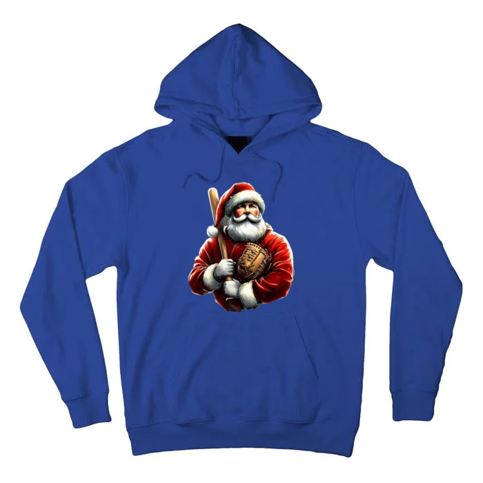 Baseball Santa Christmas Funny Santa Playing Baseball Xmas Gift Tall Hoodie