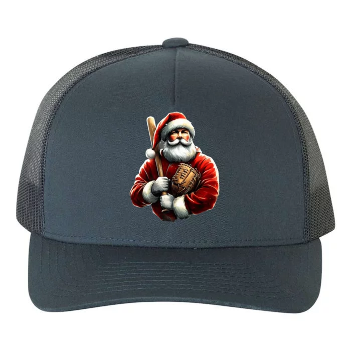 Baseball Santa Christmas Funny Santa Playing Baseball Xmas Gift Yupoong Adult 5-Panel Trucker Hat