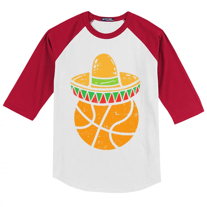 Basketball Sombrero Cinco De Mayo Fiesta Sport Mexican Kids Colorblock Raglan Jersey